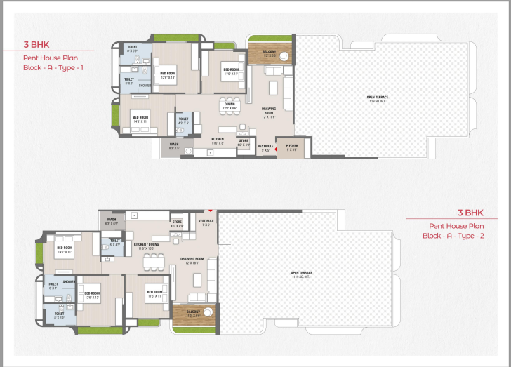 3 BHK Penthouse Layout